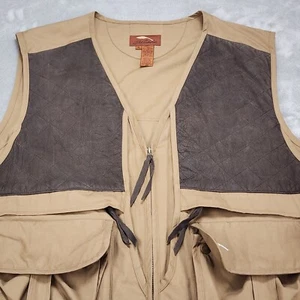 Bob Timberlake Vest Mens Extra Large Brown Leather Pad Game Pocket Hunting - Picture 1 of 14