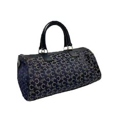 Celine Boston Bag Handbag C Macadam Carriage Pattern navy black leather canvas