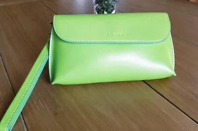 LODIS 莱姆绿/鳄梨绿色和水厚皮革腕带钱包带可拆卸表带 — 第 1/4 张图片