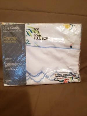 OLEG CASSINI FULL FLAT SHEET Percale Permanent Press NIP JC PENNEY Quality Sheet - Image 1 of 4