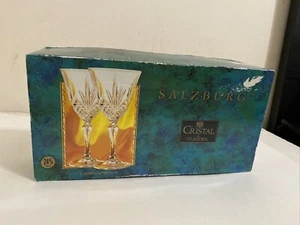 Salzburg Cristal de Flandre Set of 4 VEERRESA A PIED Stem Glass in box 8oz - Picture 1 of 11