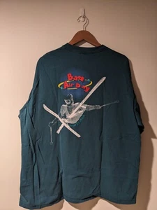 Vintage 90s Bad Air Day Mount Snow Ski Green XX-Large Long-Sleeve T-Shirt - Picture 1 of 5