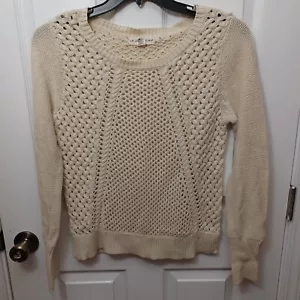 Womens If It Were Me Ivory Open Knit Long Sleeve Pullover Sweater Size Large - Picture 1 of 12