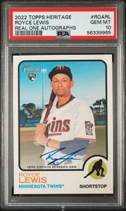 Autógrafo Topps Heritage High Royce Lewis Real One 2022 automático PSA 10 novato radiocontrol - Imagen 1 de 2
