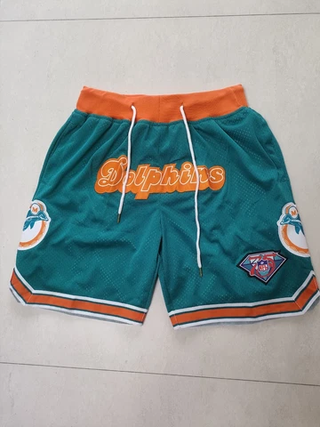 Men’s Miami Dolphins Football Basketball Pants Pockets stitched Green Shorts Cover