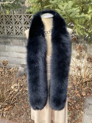 Real Black Fox Fur Scarf  Fling Boa wrap Neck Warmer Wrap New item Made in USA - Image 1 of 4