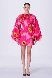 carolina Herrera pink floral balloon sleeve dress size 8 - Picture 1 of 4