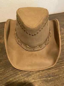 NEW Bullhide Western Cowgirl Leather Suede Hat Sz Small Burnt Dust Brown - Picture 1 of 9