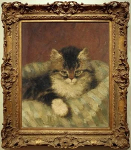 Handmade Old Master-Art Antique Oil painting Animal cat kittens on canvas 20X24" - Picture 1 of 2