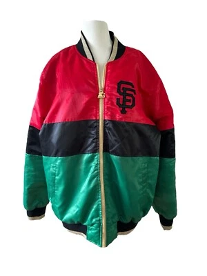 SF Giants Starter Bomber Jacket Men XL Green Red Ty Mopkins Black History Month - Image 1 of 4