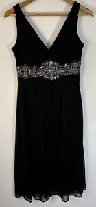 Vintage Rockmans Sheer Overlay 90s Y2K Dress Black Silver Sequins Mesh Overlay - Picture 1 of 8