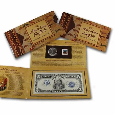 2001-D  THE AMERICAN BUFFALO COIN AND CURRENCY BEP SET STAMP  - Image 1 of 4