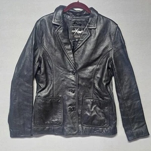 Wilsons Maxima Lederjacke Damen Medium schwarz Knopfleiste Biker - Bild 1 von 13