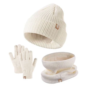 Girls Winter Hat and Gloves Set Winter Hat Scarf Gloves Set Thermal Warm Soft - Picture 1 of 21
