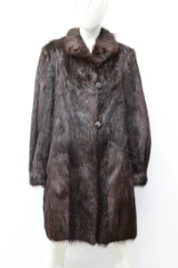 EXCELENTE ABRIGO DE PIEL MARRÓN NUTRIA CHAQUETA MUJER TALLA 4-6 PEQUEÑA - Imagen 1 de 3
