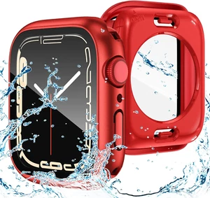 Étui étanche Goton pour Apple Watch Series 9/8/7, 45 mm, rouge - Photo 1 sur 9