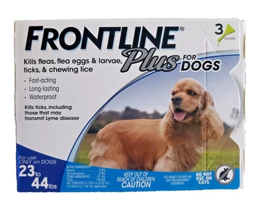 Tratamiento de manchas de pulgas y garrapatas Frontline Plus. para perros medianos, 23-44 libras 3 dosis Foto 1 de 2