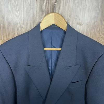 Jaqueta Blazer Park Avenue Masculina 40R Azul Marinho Peito Duplo Pico Botões Prata - Imagem 1 de 4