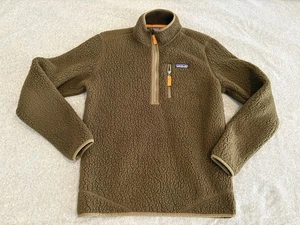Patagonia Brown Fleece Half Zip Jacket Sherpa Retro Deep Pile Size Small - Picture 1 of 5
