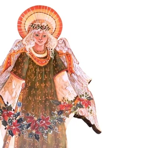 16" Beautiful Folk Art Artisan Hand Painted Wooden Angel OOAK - Picture 1 of 12