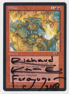Signed Pillage HP Alliances Artist Richard Kane Ferguson 1996 MTG Magic Vintage! - Image 1 of 2