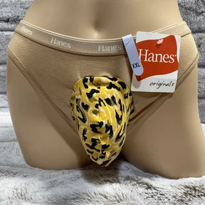 36-52 XXL HANES Leopard Thong Fem Boy Trans Women Men Pouch Panties Sissy - Picture 1 of 8
