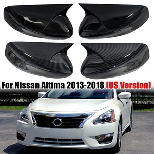 For Nissan Altima 2013-2018 Black/Carbon Ox Horn Side Mirror Cover Cap Trims ABS - Picture 1 of 11