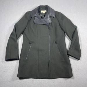 Michael Kors Mantel Damen klein Wollmischung Kunstleder Kragen asymmetrisch - Bild 1 von 9