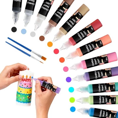 Vasmeiy 12 Stück Kerzenstifte, 12-Farben Kerzen Bemalen Set, 28ml Wachsstifte