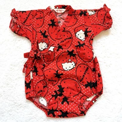 Sanrio Hello Kitty niñas pequeñas Jinbei Kimono Yukata 12-18 m mamelucos fresa  Foto 1 de 3