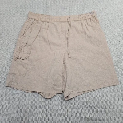 Pantalones Cortos Ciervo Blanco Para Mujer 1X 16W Cintura Elástica Beige Pull On Pucker Cargo Plus Foto 1 de 4