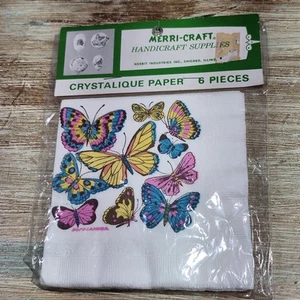 Vintage Merri-Craft Butterfly Crystalique Paper 6 Pc Napkin Decoupage Crafts - Picture 1 of 5