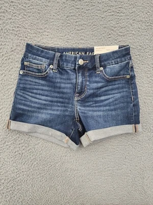 American Eagle Shorts Womens 0 Curvy Midi Blue Denim Next Level Stretch Cuffed - Image 1 of 4