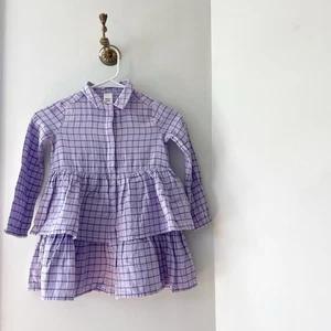 Nordstrom Open Edit Purple Plaid Tiered Gauze Dress | Size 4 - Picture 1 of 6
