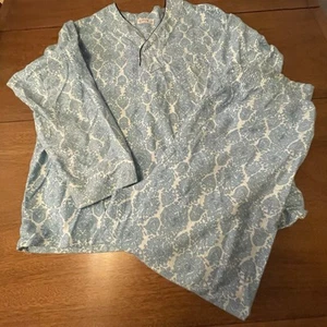 Vintage Brent Montgomery Ward Sanforized Cotton Pajama Set Men’s L Blue Print - Picture 1 of 16