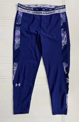 Under Armour Girl’s Size YMD Blue Pink Cropped Capri Leggings - Image 1 of 4