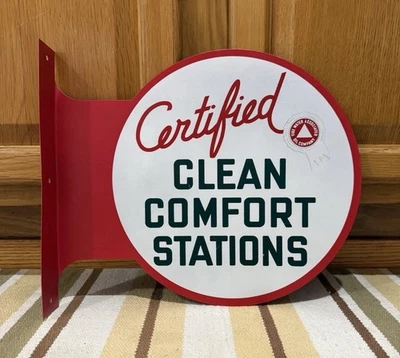 Clean Comfort Stations Flange Sign Tide Water Rest Room Vintage Style Wall Decor - Image 1 of 4