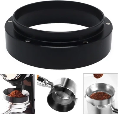 1 peça funil doseador de café expresso 51/53/58mm anel de café alumínio 58mm, preto  - Imagem 1 de 4