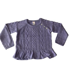 Gymboree Cable Knit Sweater Girls Size 6 Purple Long Sleeve Round Neck - Picture 1 of 15