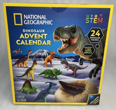 National Geographic Dinosaur Advent Calendar with 24 Dinosaur Dino Figures NEW - Image 1 of 4