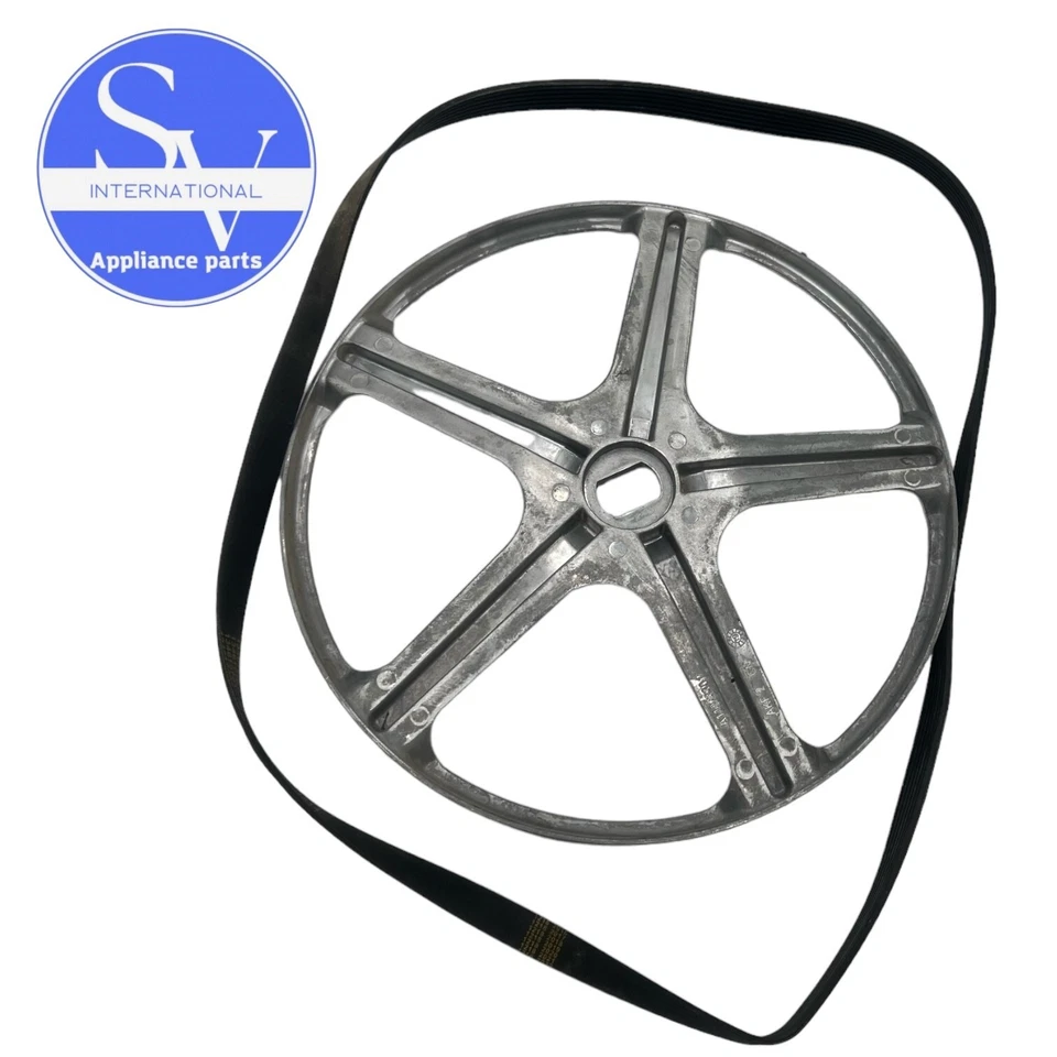 Polea y correa de accionamiento de lavadora Electrolux Frigidaire 5304514822 134616701 Foto 1 de 2