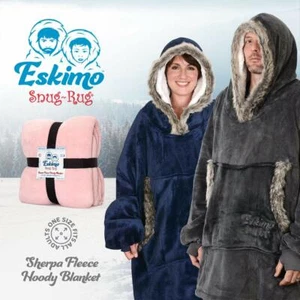 Snug Rug Mens Womens Thick Indoor Oversized Fleece Hoodie Sweatshirt Blanket UK - Picture 1 of 39