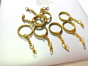 Bulk Set 10 x Gold Keychain Key Rings With Small Lobster Clasp on chain - Picture 1 of 5