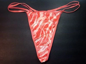 Women Panties,Thongs Size M/6 Medium Pink Orange Velvet Shiny Hong Kong - Picture 1 of 5