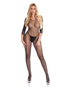 Lápiz Labial Rosa Risqué Entrepierna Bodystocking Lencería Negro M/L - Imagen 1 de 2