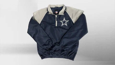 Vintage Dallas Cowboys Jacket Mens Small Blue Silver 1/4 Zip Pullover NFL Cover