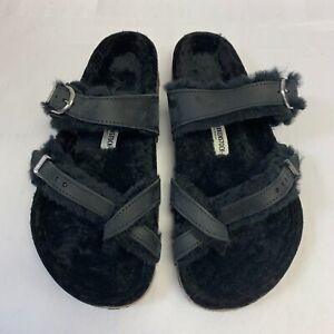 Birkenstock New with Box Mayari Shearling Black Oiled Leather Nar - Select Size