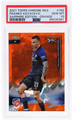 2021 Topps Chrome MLS Sapphire Franko Kovacevic Orange Refractor /25 PSA 10 - Image 1 of 2