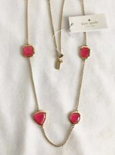 Kate Spade Vegas Jewels Gold Tone Caberet Pink Station Necklace A101