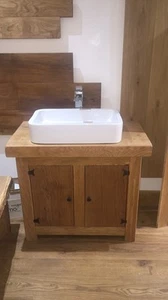 OAK WASH STAND UNIT - Picture 1 of 4